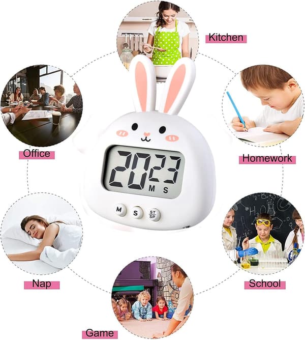2 stk. Køkken Timer Magnetisk Kanin Digital Nedtællingstimer Børn