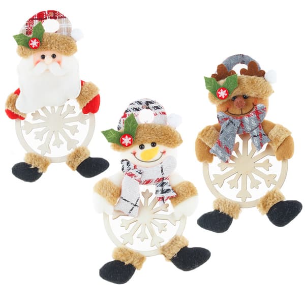 3 Juletræspynt i træ - Snefnug, træfigurer