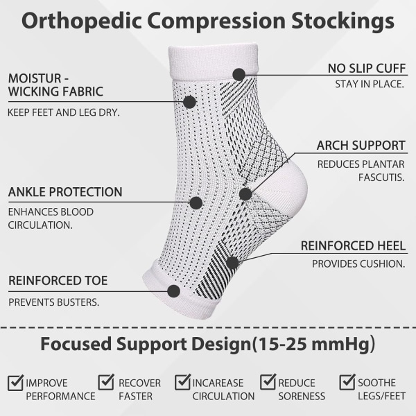 4 Par Kompressionsstrømper Neuropati Strømper Super Strømper Neuropati Kvinders Fod Kompressionsstrømper Nano Neuropati Strømpe S/M