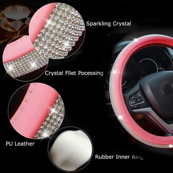 Bling Bildekor Rosa Kristall Strass Bil Bling Ring Emblem DXGHC