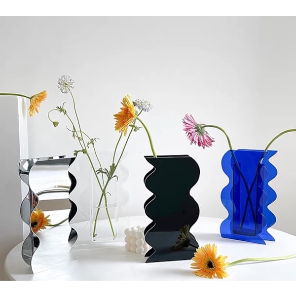 Spegelakrylvas, Geometrisk Akrylblomvas, Hög Vågsform