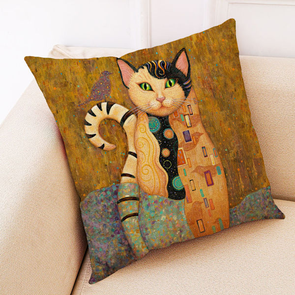 Sett med 4, 18 x 18 tommer, Abstrakt Katt Lin Putetrekk, Gave