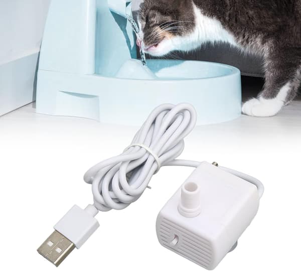 Vattenfontänpump för husdjur, tyst för att undvika torrbränning, USB-driven
