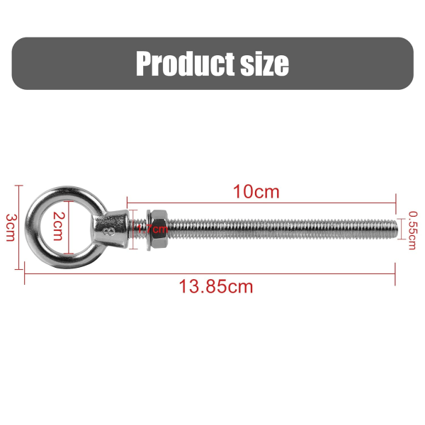 Øyebolt - M8 x 80 mm Øyebolt - M8 Løfteøye - 304 Rustfritt Stål