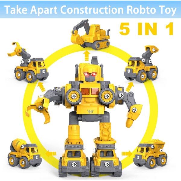 Ta isär robotleksaker för 5+ år gamla pojkar, 5 i 1 STEM-leksaker