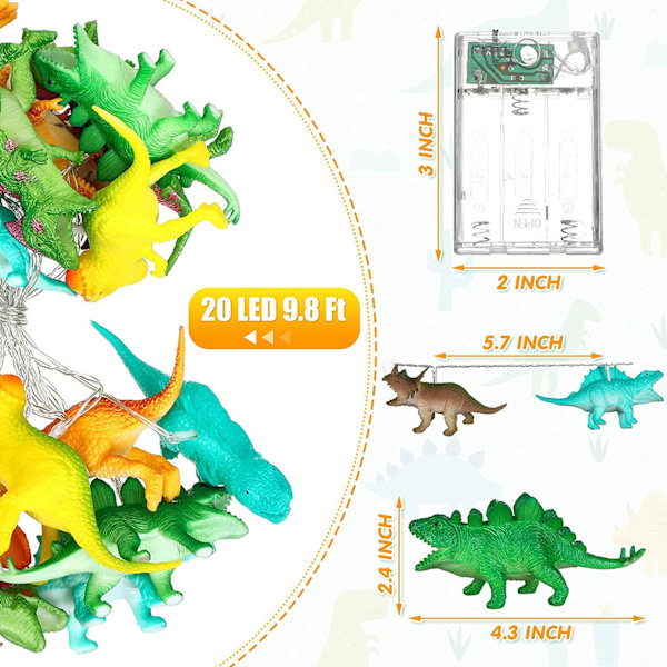 LED Dinosaur Lyslenke Gutter Dinosaur Romdekorasjon Dinosaur