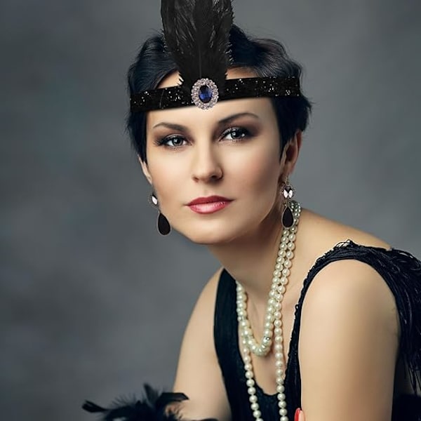 1920'ernes tilbehørssæt til kvinder med pandebånd i flapperstil