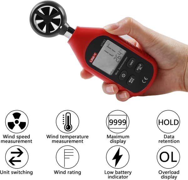 UT363 Mini Digital Anemometer Høj Præcision Vindmålingsenhed