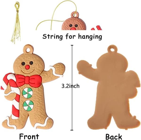 12 Juletrær Gingerbread Man Pynt - Assortert Plast Gi