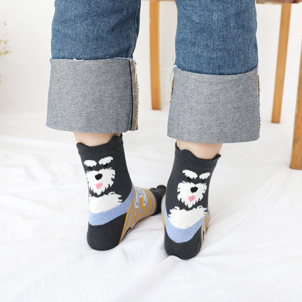 （Eardog） 5 par smarte sokker dyrestrømper til hundyr, bomuld til kvinder