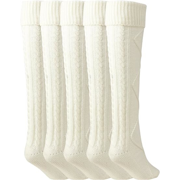 Naisten kaapelikudotut polvenpituudet talvibootsisukat Extra Long Thigh L