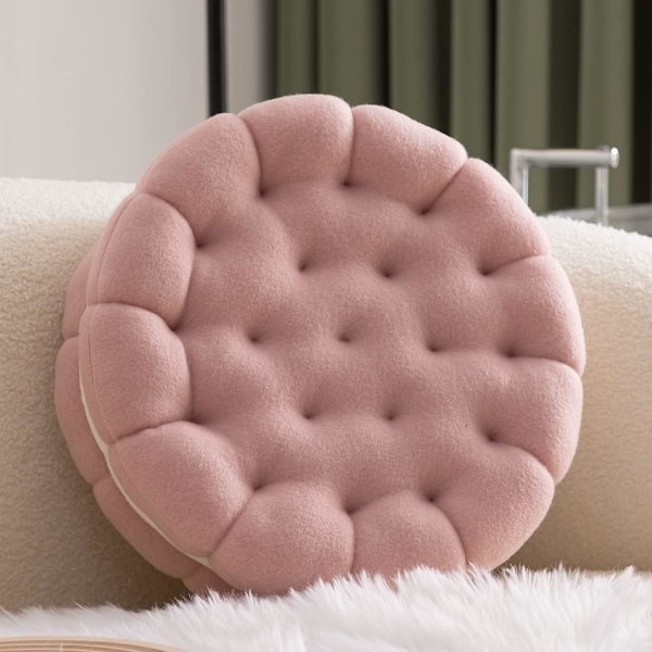 14 tommer Dekorativ Rund Pude i Biscuit Form Comfortab DXGHC