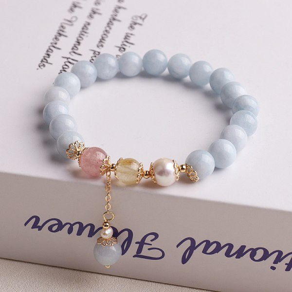 Natural aquamarine crystal bracelet women's high sense niche d