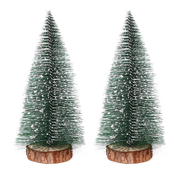2 st 10cm mini julgranar, träd med träbotten, julbord
