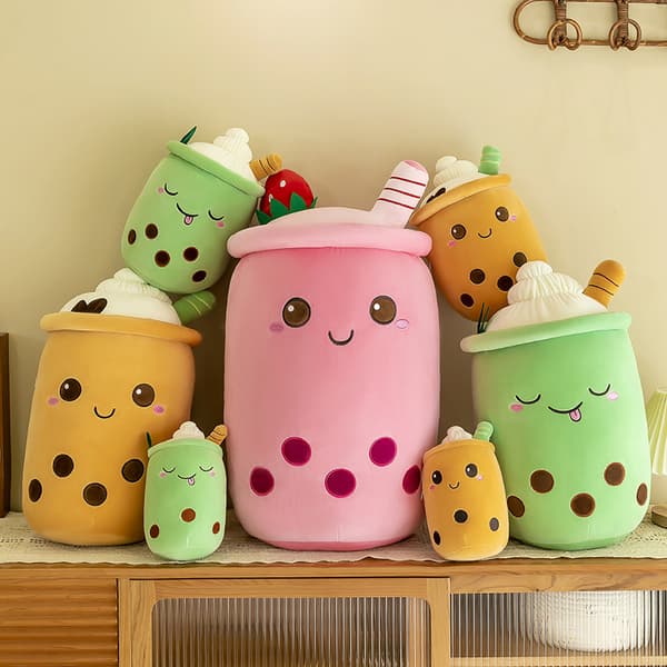 Plush Leksak - Cartoon Bubble Milk Tea, 13.8 Tum, Grön, Fylld Bob