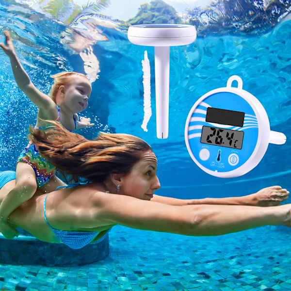 Flytande Solcellsdriven Digital Pooltermometer, Elektronisk Bad