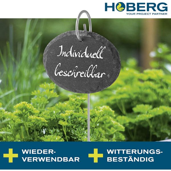 Set med 10 Skifferväxtplattor, Individuell Märkning av Växter och He