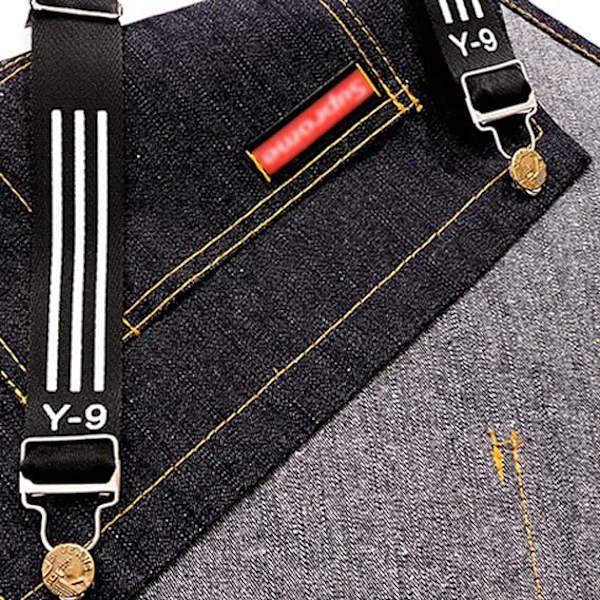 Förkläde i Denim för Män Trädgårdsarbete Servitörer Arbetskök Förkläde Kvinnor B DXGHC