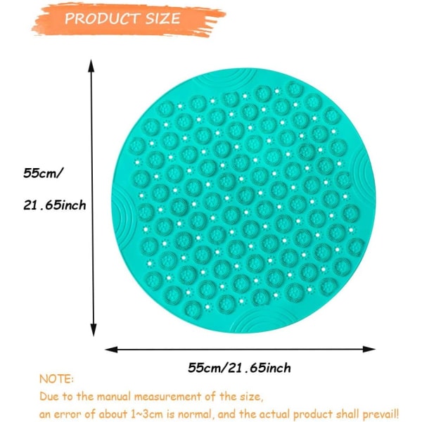 （Grønn）Badematte Rund Form Sklisikker Dusjmatter Muggbestandig