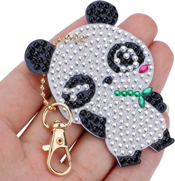 5 Stykker 5D Diamantmaleri Nøgleringe, Panda Abe Får Squ DXGHC