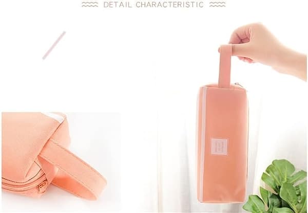 Rosa Pennfodral Kawaii Canvas Stor Kapacitet Pennfodral