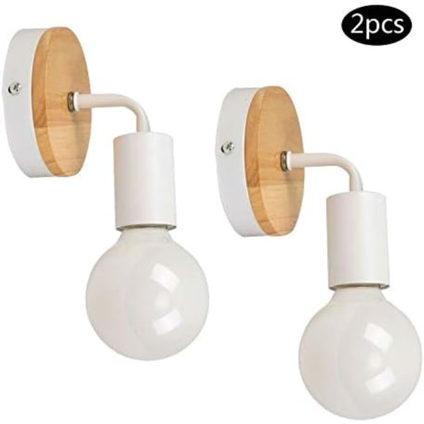 2-pack E27 Modern Trä & Smidesjärn Vägglampa (Utan