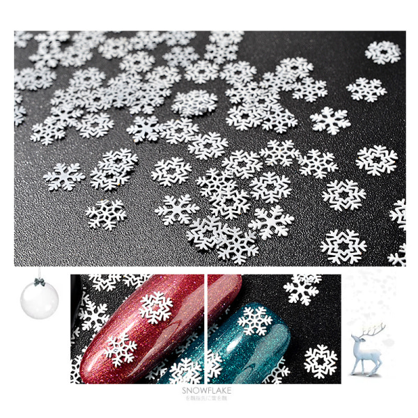 3 uppsättningar juldekorationer Snowflake spik glitter vit