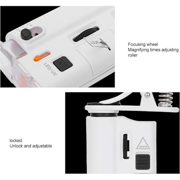 Smartphone Mikroskop Justerbar FL Digital Mikroskop med UV LED