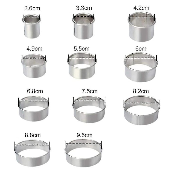 Rostfritt stål 11 st Ringar Cookie Cutter Cutter Set DXGHC