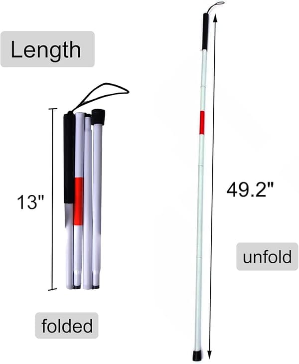 4-delt Foldbar Blind Cane Reflekterende Rød Foldbar Vandrestok