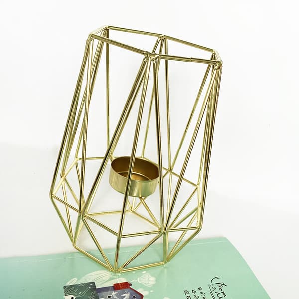 Set med 2 Geometriska TeLjuslyktor i Metall, Hexagonformade