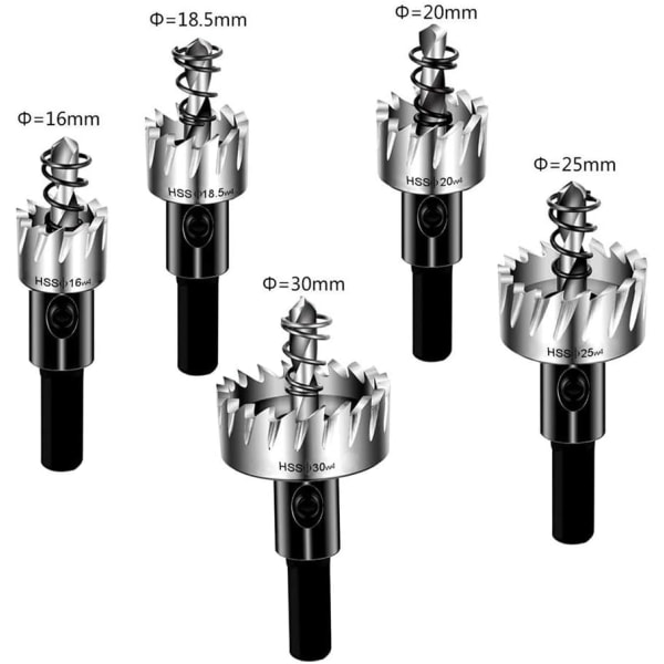 5 stk Hulsave Bor, Multi-tand Rustfrit Stål Metal Bor Bi