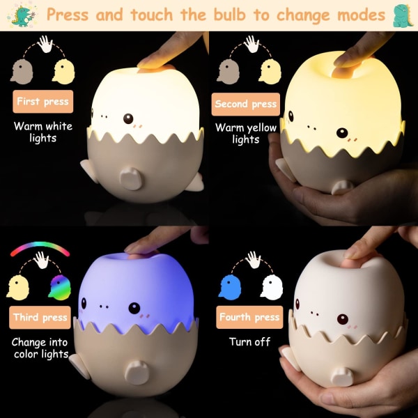 Veilleuse pour enfants – Veilleuse œuf de dinosaure avec modes de