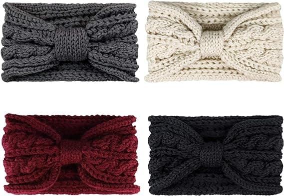 4-pack tjocka vintermössor i virkat stickat för kvinnor