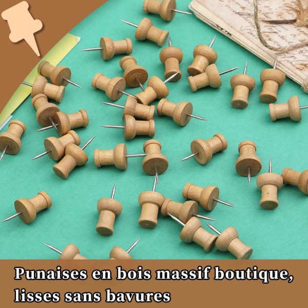 100 stk Træ Push Pins Dekorative Push Pins Markeringspind til Kort