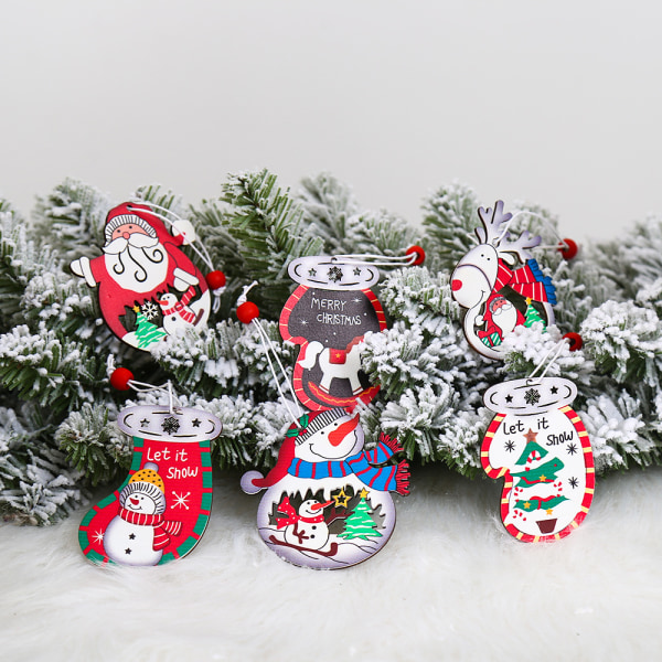 4 askor julpynt kreativ målning ängel bil jul