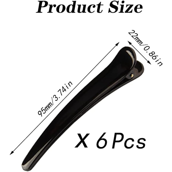 6 kpl Alligator-hiuspinnit, Duckbill-hiuspinnit, Salon Barrett DXGHC