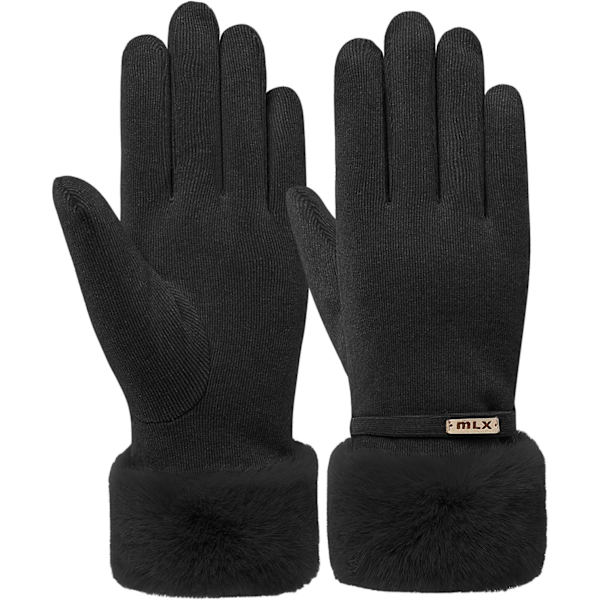 Vinterhandskar för kvinnor, varma, fleecefodrade, stretchiga, tjocka, pekskärm