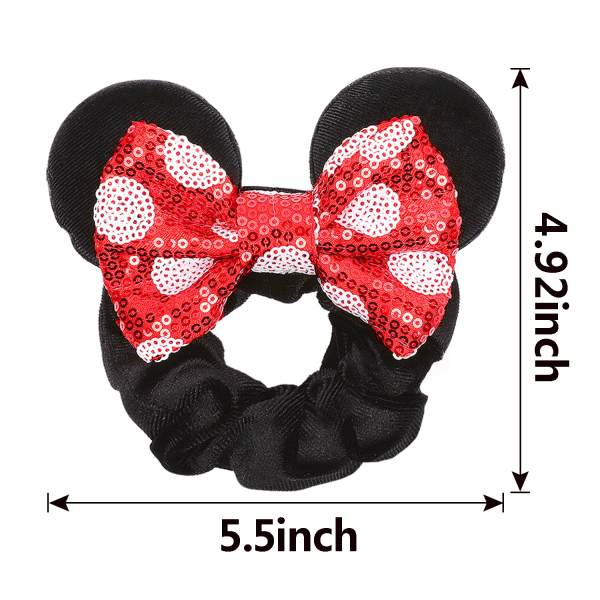 4 stk. Fløjlsmusøre Scrunchies Blanke Sequin Bows Scrunchies C