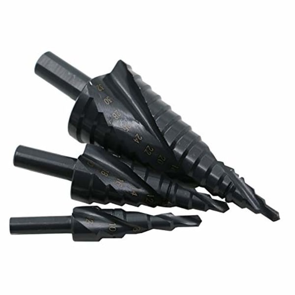 Trinnbor 3-delt sett 4-12mm/4-20mm/4-32mm, HSS Nitrid Spir