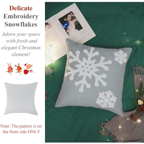 2 st jul-kuddfodral, supersoft snöflinga-broderi DXGHC