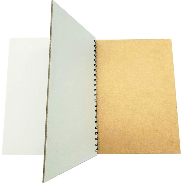 2 Pak Spiral Skitsebog Stor Notesbog Kraft Cover Blank Skitse