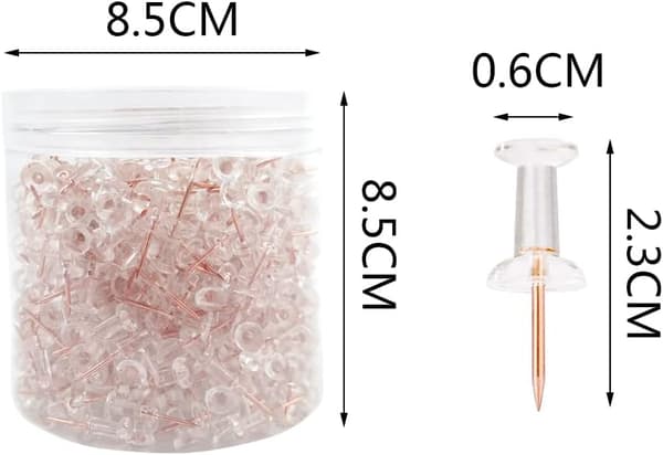 Rosegull Push Pins, 400 Klar Hode Push Pins Rosegull Push Pins