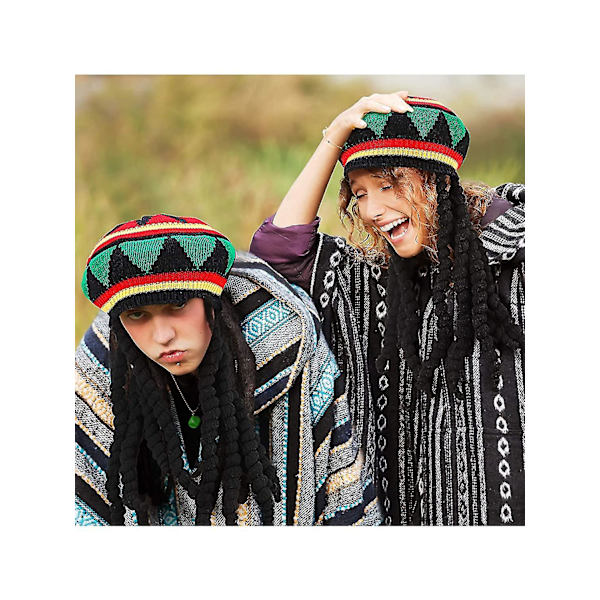 Dww-rasta hatt med svarta dreadlocks peruk Rasta peruk med, 1 paj DXGHC