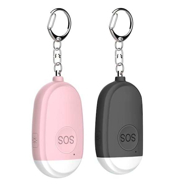 Kaksi USB-ladattavaa 130 dB:n turvallisuushenkilökohtaista hälytintä naisille ja lapsille