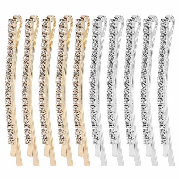 20 Stykker Rhinestone Bobby Pins Krystall Hårklipp Gull og Sølv Diamant Hårnål Glitrende Hår Barettes Styling Deco