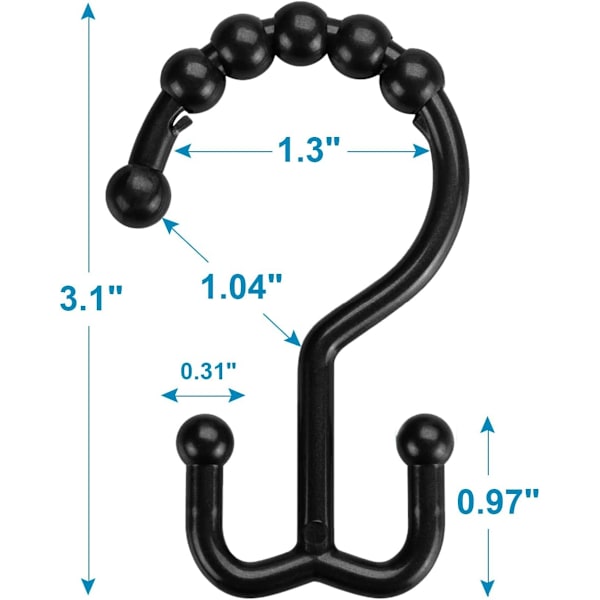 Plastduschslids, Svarta Duschslidsringar, 12 st
