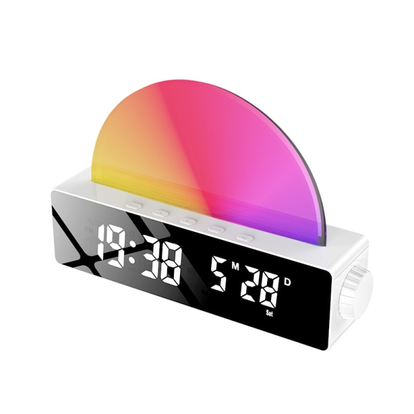 （White）Alarm clock with light,Digital clock,Analog sunrise wakeup