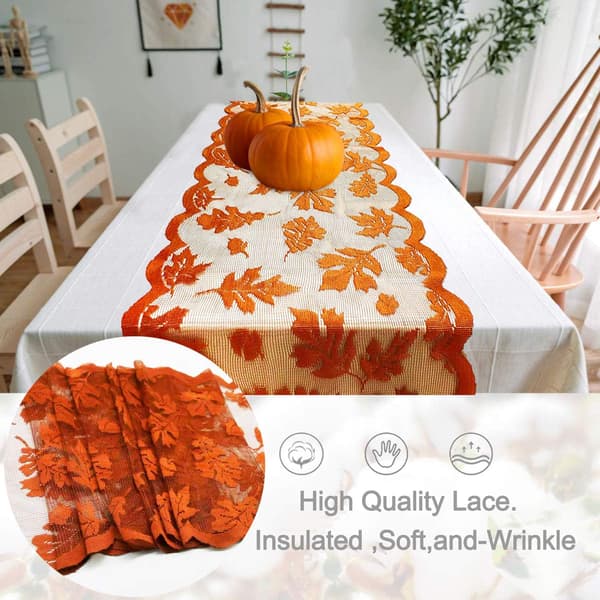 Høstbordløper Thanksgiving-dekorasjon 13 x 72 tommer lønneblad
