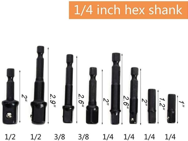 Sokkeladapterkonvertersett 8 deler Hex-skaftborbitt Mutter Wre